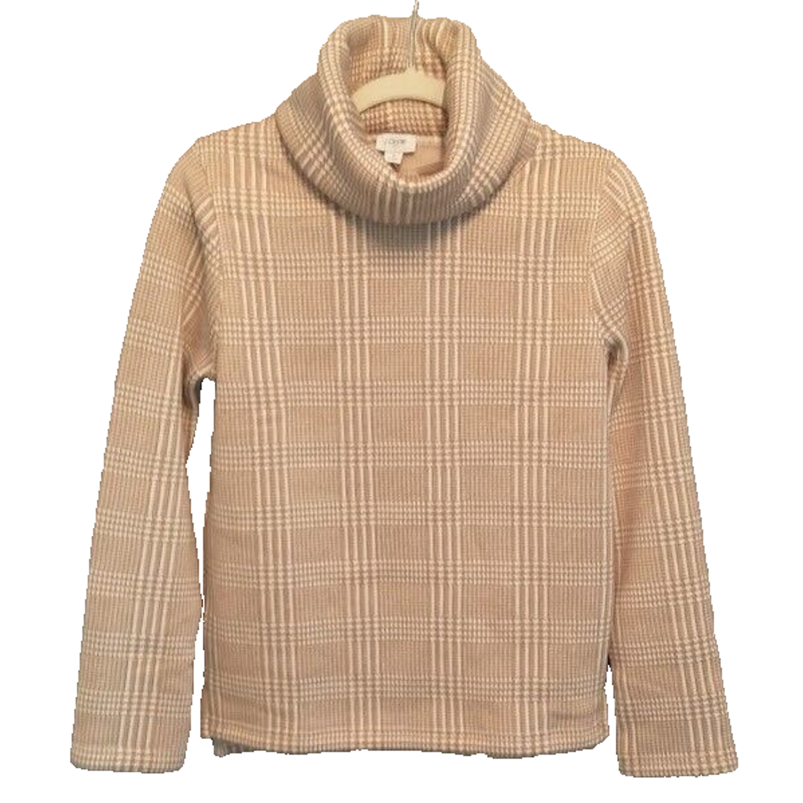 Jcrewwomanbeigeplaidcheckeredturtleneckwarmsweaterpullovertopsmallmsrp89
